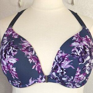 Cacique 42DD Lightly Lined Boost Plunge Bra Front-Close Racerback Underwire